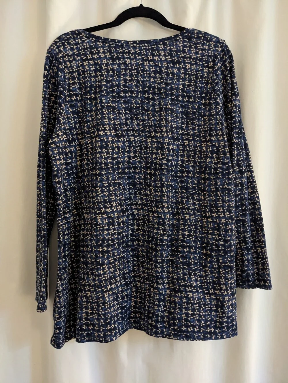 J. Jill Wearever Collection Top XL Blue Tan Pima Cotton Blouse - Picture 5 of 8